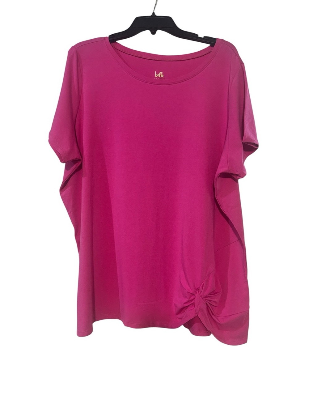 Belle Fuchsia Short Sleeve Knot-Accent Tee
